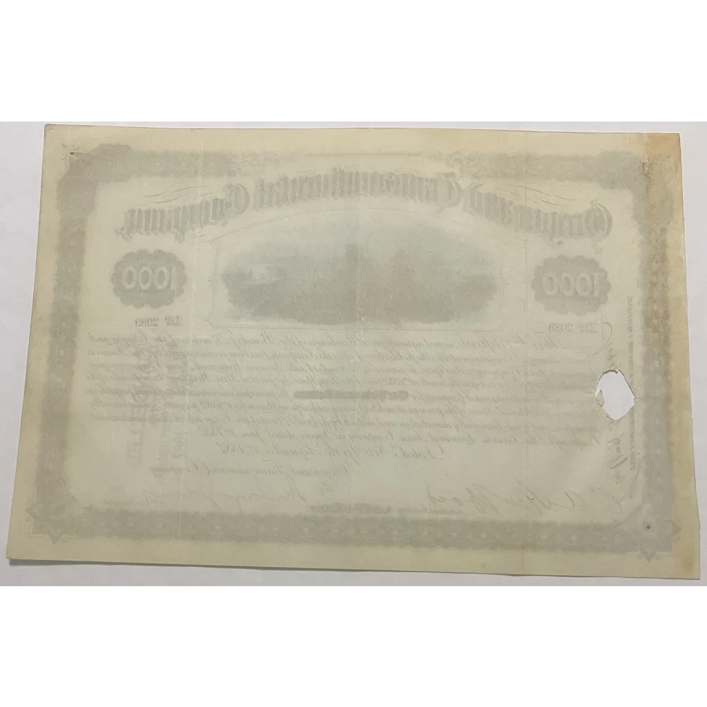 Antique 1882 Oregon Transcontinental Railroad Gold Bond Certificate - Collectibles - Vintage Stock And Certificates.