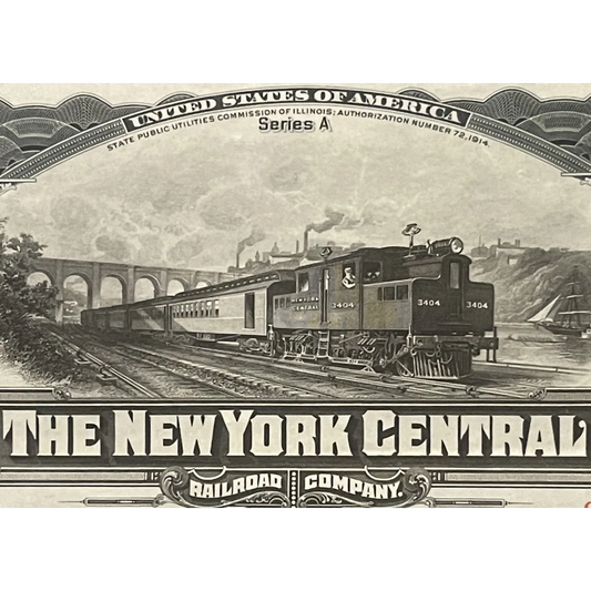 Antique 1913 The New York Central Railroad Company Gold Bond Certificate Collectibles Vintage Stock and Certificates