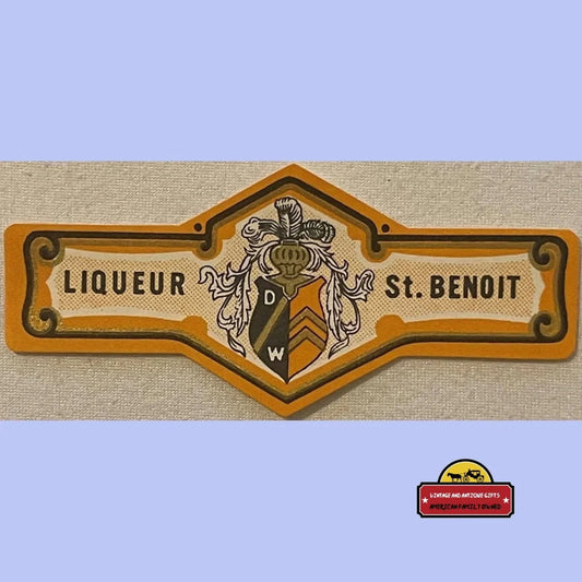 Antique Vintage St Benoit Liqueur Neck Label Orange 1920s - 1930s Advertisements Beer and Alcohol Memorabilia Rare