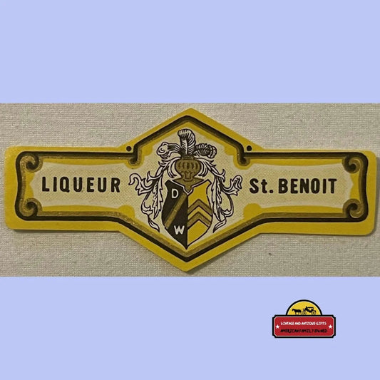 Antique Vintage St Benoit Liqueur Neck Label Yellow 1920s - 1930s Advertisements Beer and Alcohol Memorabilia Rare