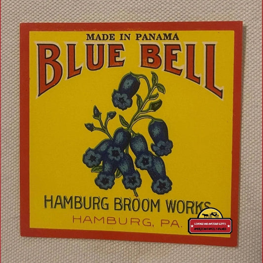 Antique Vintage Blue Bell Broom Label 1900s - 1920s ~ Advertisements Labels Rare - to Collectible