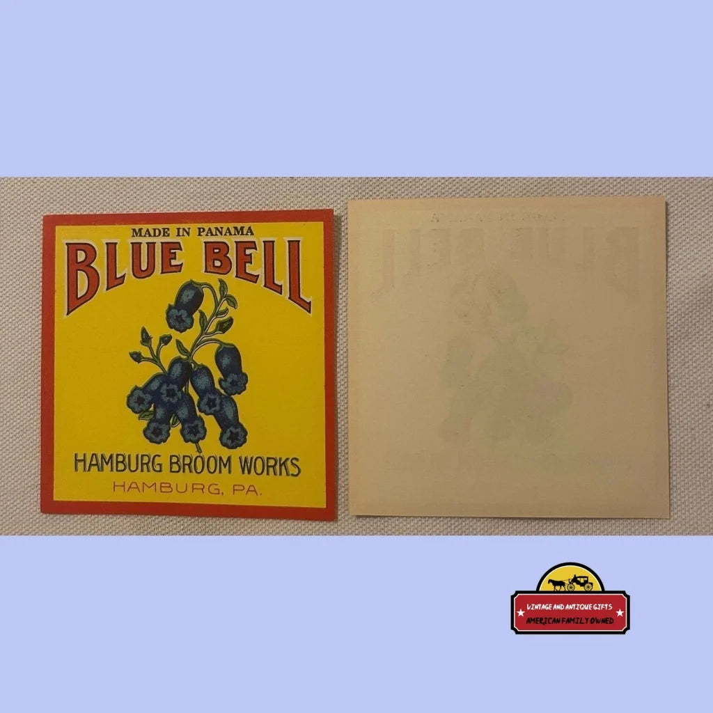Antique Vintage Blue Bell Broom Label 1900s - 1920s ~ - Advertisements - Labels. Authentic From 1900s-1920s