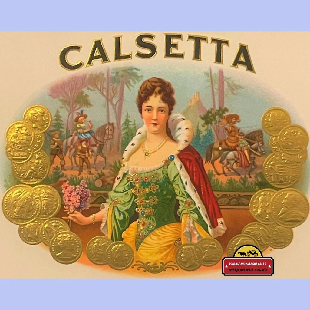 Antique Vintage Calsetta Embossed Cigar Label Victorian Royalty 1900s - 1920s - Advertisements - Tobacco And Labels |