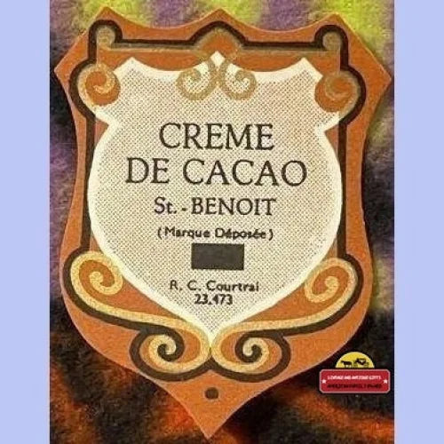 Antique Vintage Creme De Cacao French Label St. Benoit 1920s - 1930s Advertisements Liquor and Beer Labels Authentic