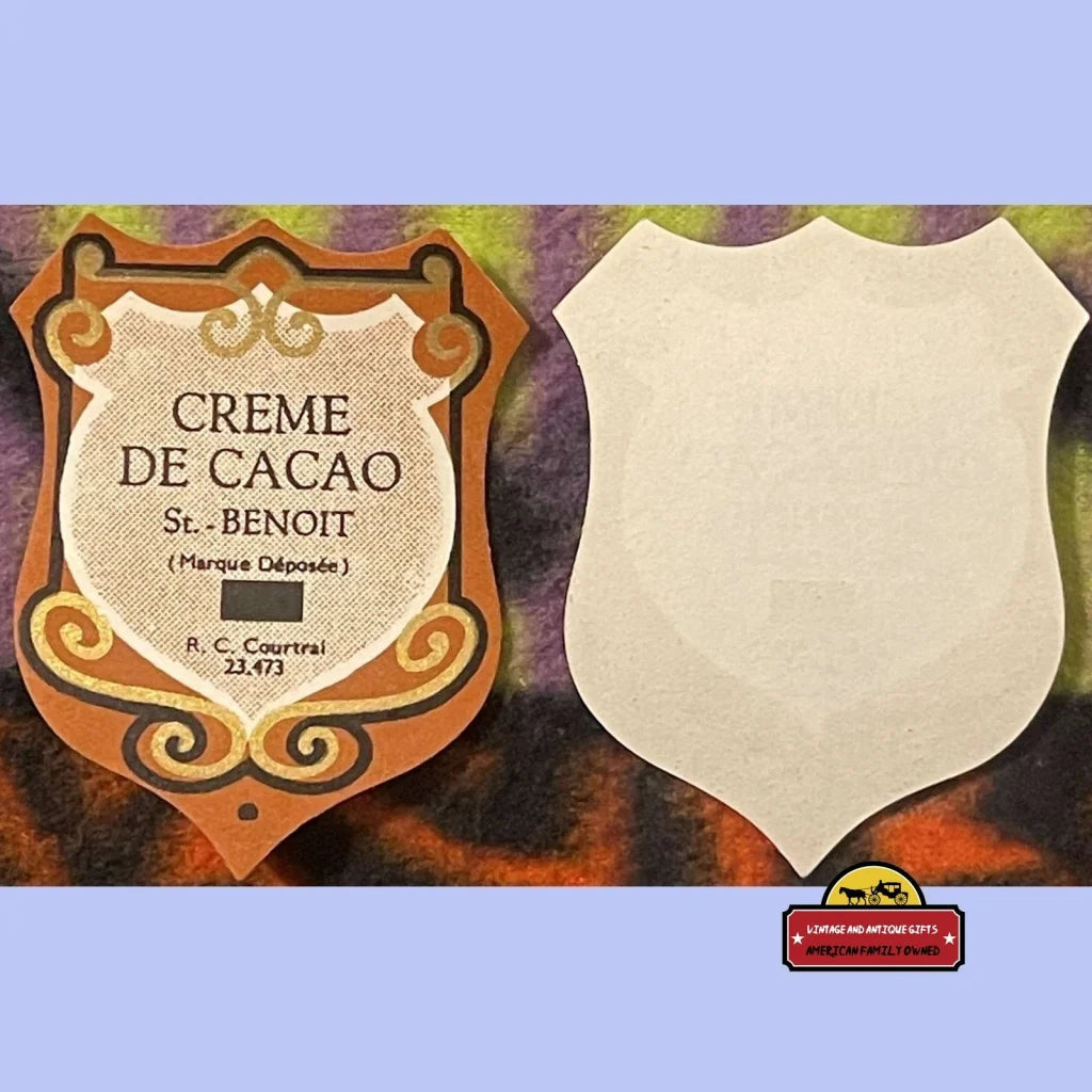 Antique Vintage Creme De Cacao French Label St. Benoit 1920s - 1930s Advertisements Liquor and Beer Labels Authentic
