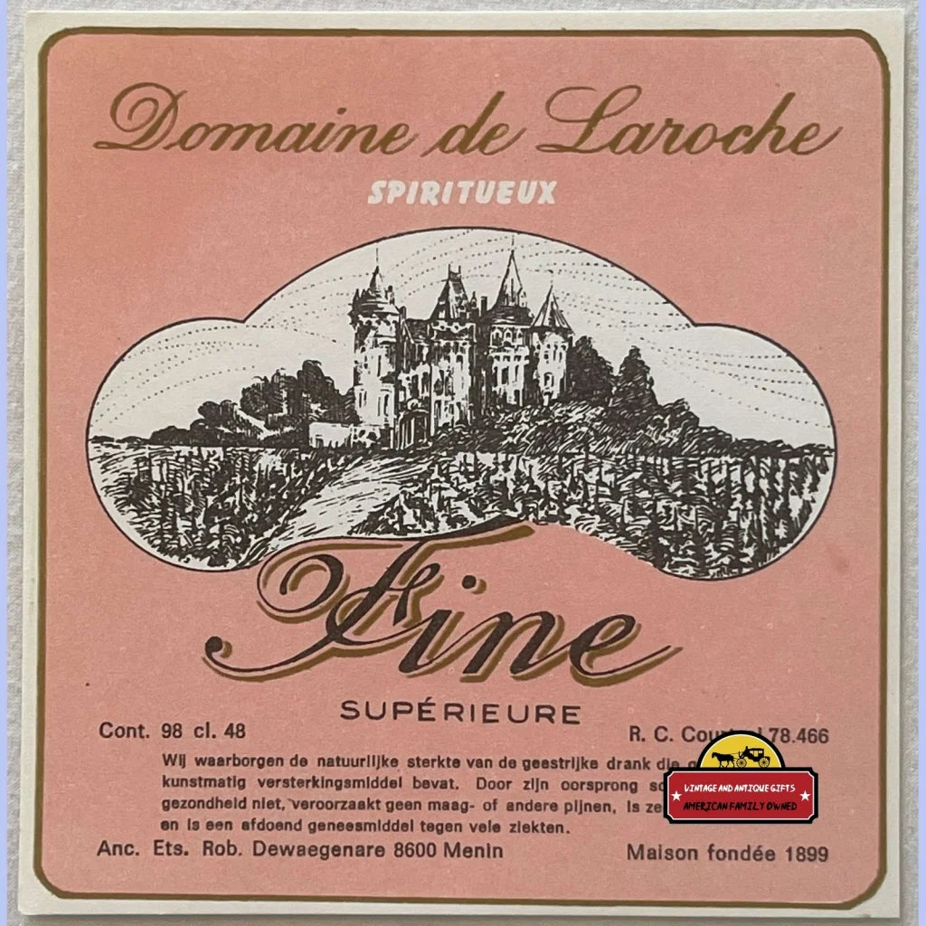 Antique Vintage Domaine De Laroche Spiritueux Label Castle 1930s - Advertisements - Beer And Alcohol Memorabilia.