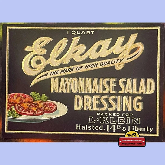 Antique Vintage Elkay Mayonnaise Salad Dressing Embossed Label 1920s Advertisements – Classic Charm for Enthusiasts