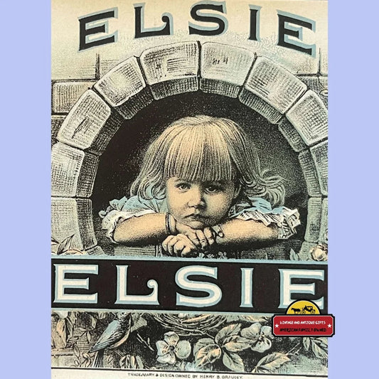 Antique Vintage Elsie Cigar Label 1900s - 1920s Cute Victorian Child! Advertisements and Gifts Home page Rare
