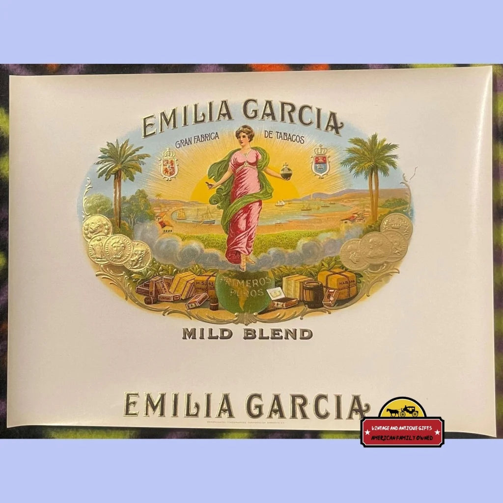 Antique Vintage Emilia Garcia Embossed Cigar Label 1900s - 1920s - Advertisements - Tobacco And Labels | Tobacciana |