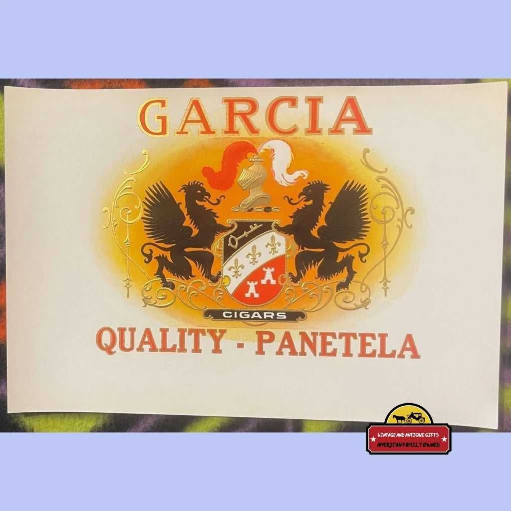Antique Garcia Cigar Box 🎩 Label Early 1900s NOS – Vintage and Antique Gifts