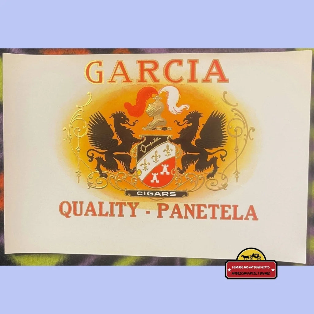 Antique Vintage Garcia Embossed Inner Cigar Label 1900s - 1920s Advertisements and Gifts Home page Authentic Label: