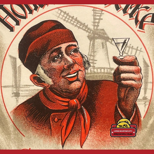 Antique Vintage Genever Hollands Boerke Liquor Alcohol Label 1920s - Advertisements - Beer And Memorabilia. Collectibles