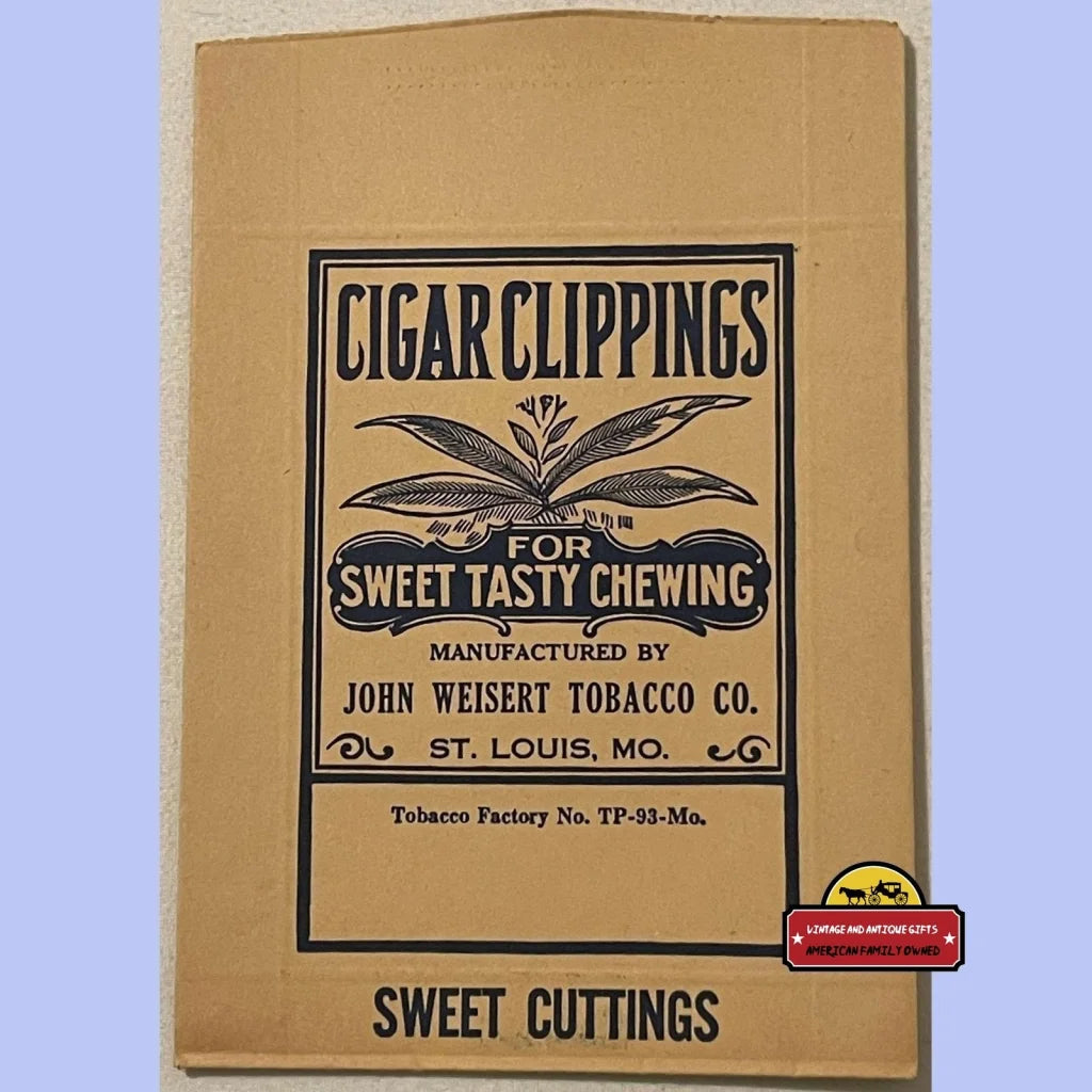 Antique Vintage John Weisert Cigar Clippings Bag St. Louis Mo 1930s - 1940s - Advertisements - Tobacco And Labels |