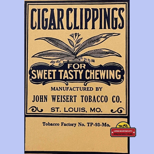 Antique Vintage John Weisert Cigar Clippings Bag St. Louis Mo 1930s - 1940s Advertisements Tobacco and Labels