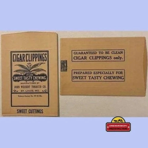 Antique Vintage John Weisert Cigar Clippings Bag St. Louis Mo 1930s - 1940s - Advertisements - Tobacco And Labels |