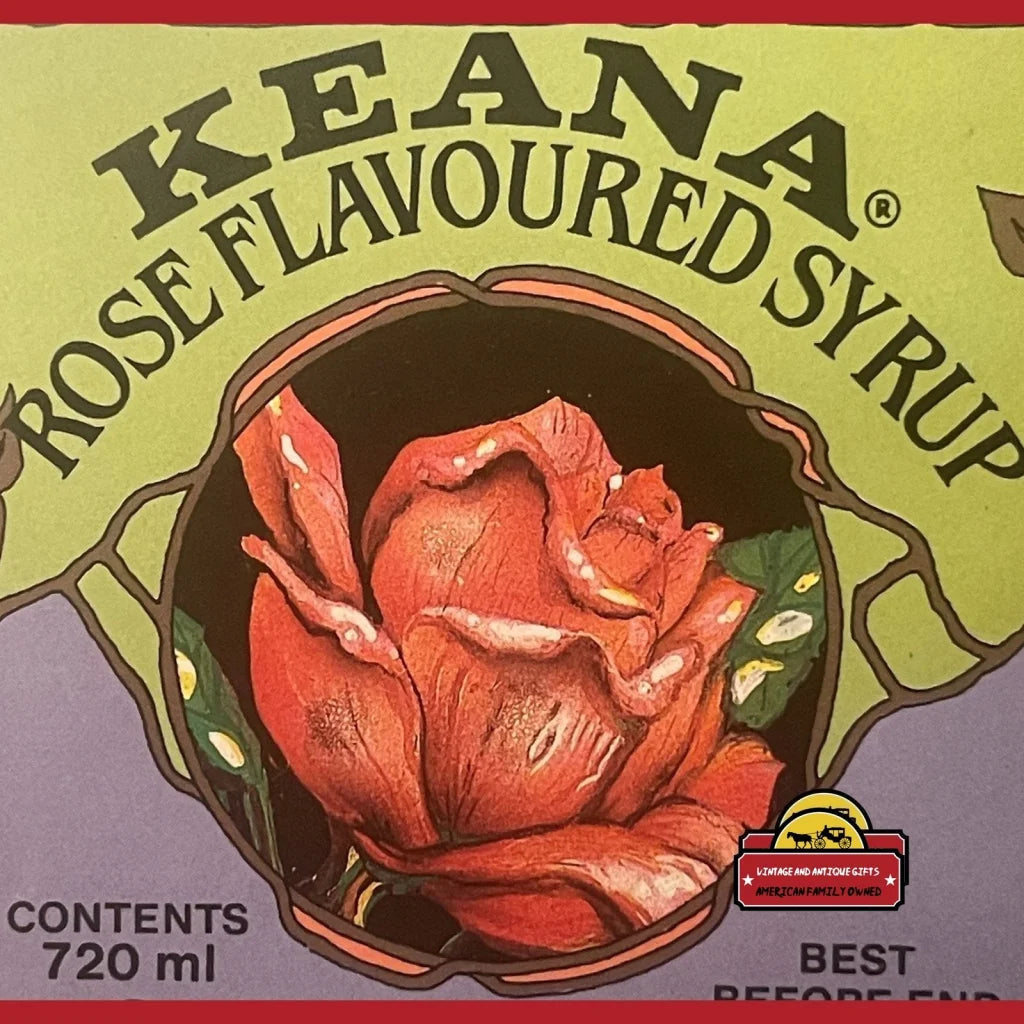 Antique Vintage Keana Rose Flavored Syrup Label London England 1970s Advertisements Food and Home Misc. Memorabilia