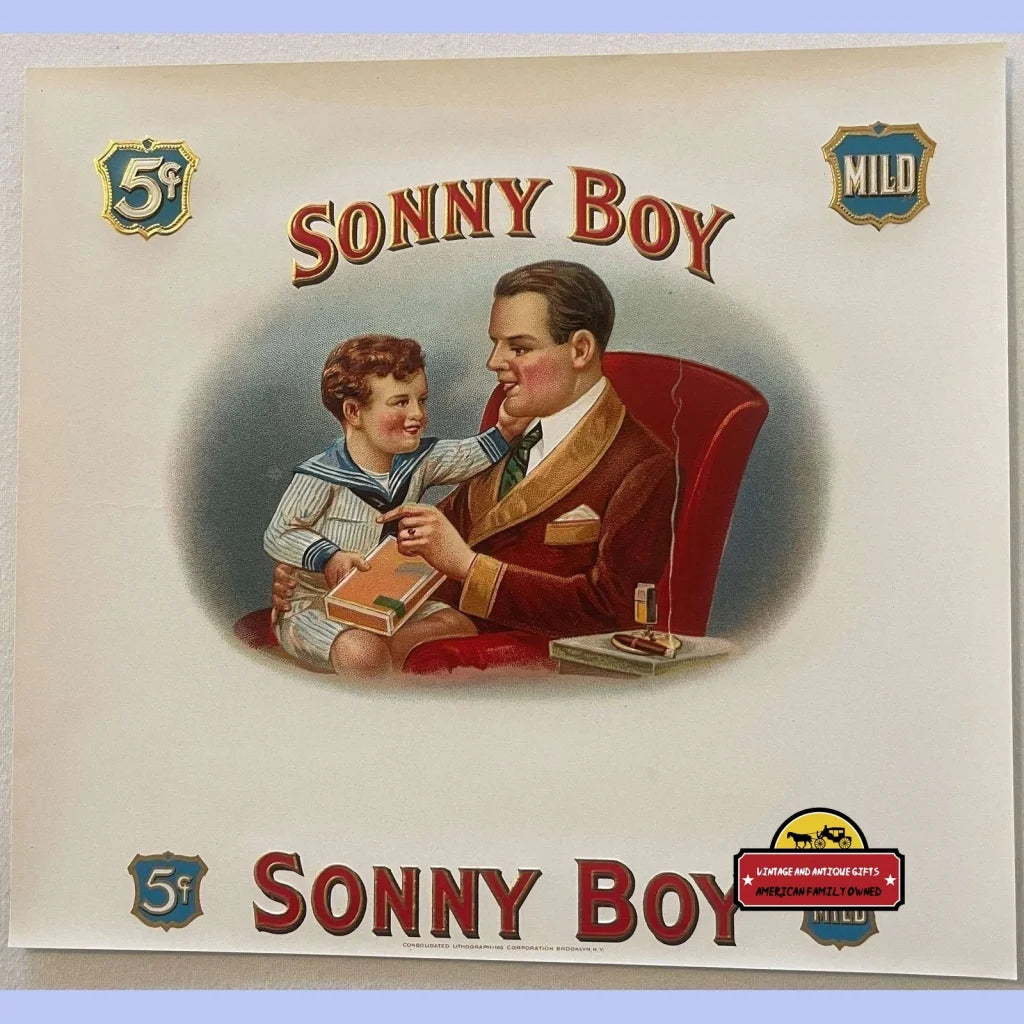 Antique Vintage Large Sonny Boy Embossed Cigar Label 1900s - 1920s - Advertisements - Tobacco And Labels | Tobacciana |
