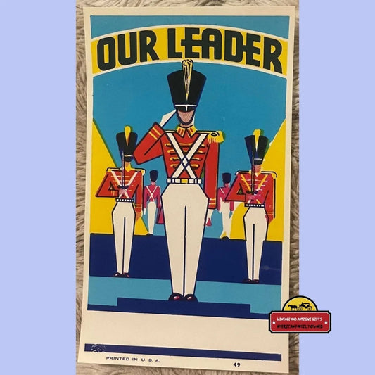 Antique Vintage Our Leader Broom Label Military Soldier 1910s - 1940s - Advertisements - Labels. From - Featuring