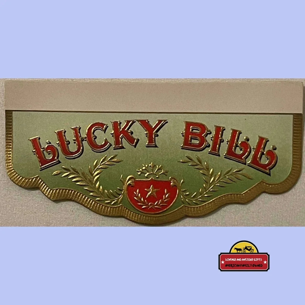 Antique Vintage Lucky Bill Embossed Cigar Box Label - Back Flap 1900s - 1920s - Advertisements - Tobacco And Labels |