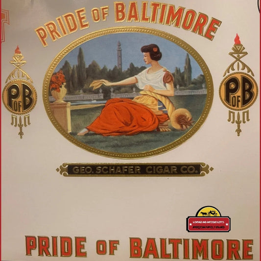 Antique Vintage Pride Of Baltimore Embossed Cigar Label 1900s - 1920s Advertisements and Gifts Home page Rare