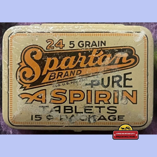Antique Vintage Spartan Aspirin Tin 1930s Advertisements Medicine Tins - Southern Chemical Co.’s Gargle Solution!