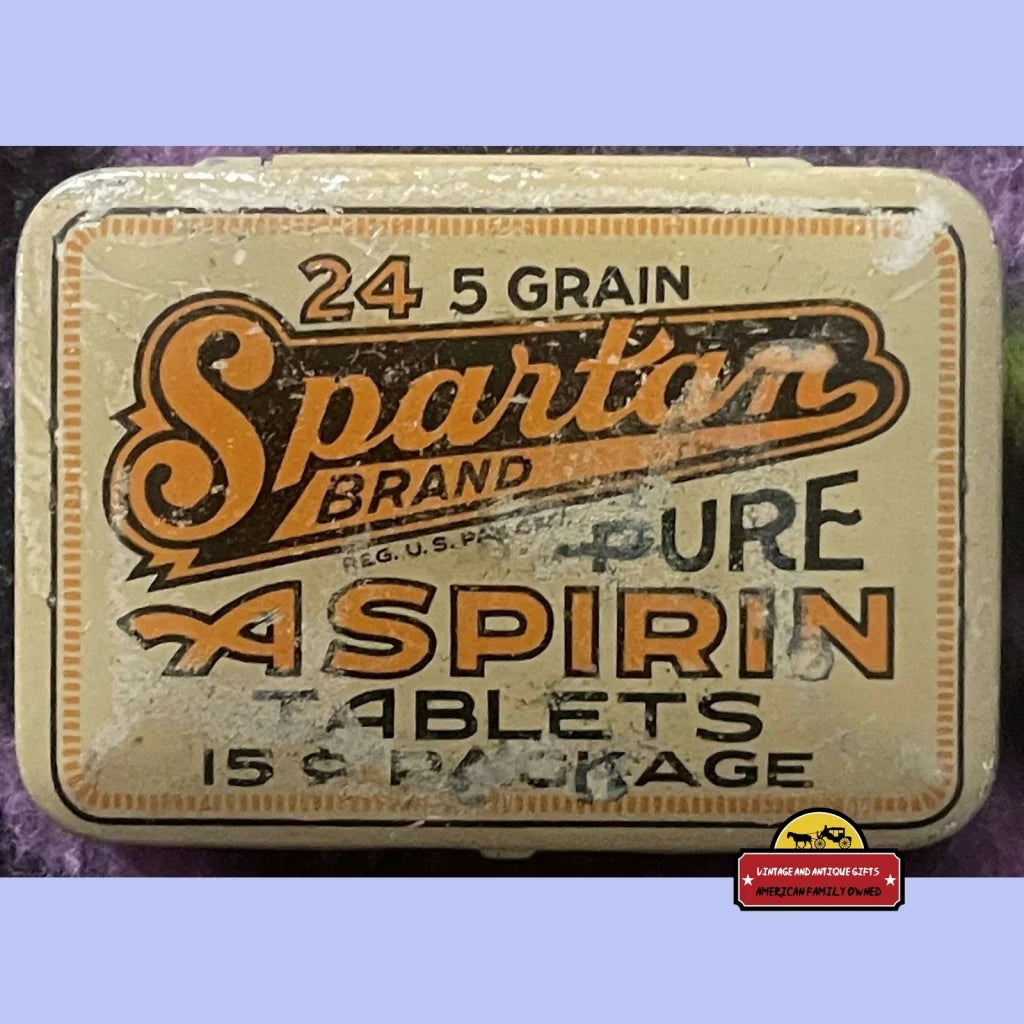 Antique Vintage Spartan Aspirin Tin 1930s Advertisements - Southern Chemical Co.’s Gargle Solution!