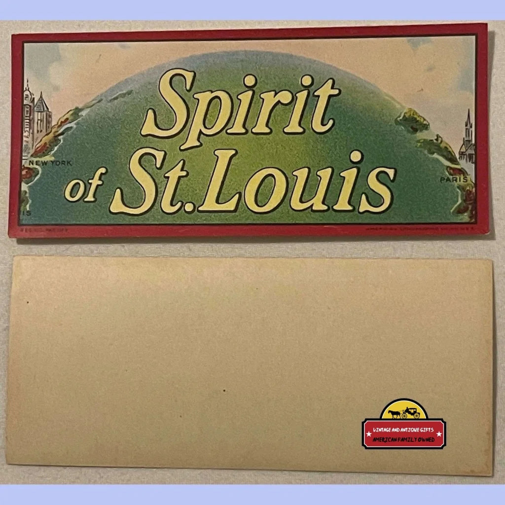 Antique Vintage Spirit Of St Louis Cigar Label 1910s - 1930s Charles Lindbergh - Advertisements - Tobacco And Labels |
