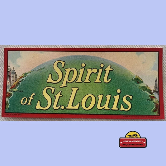 Antique Vintage Spirit Of St Louis Cigar Label 1910s - 1930s Charles Lindbergh Advertisements Tobacco and Labels