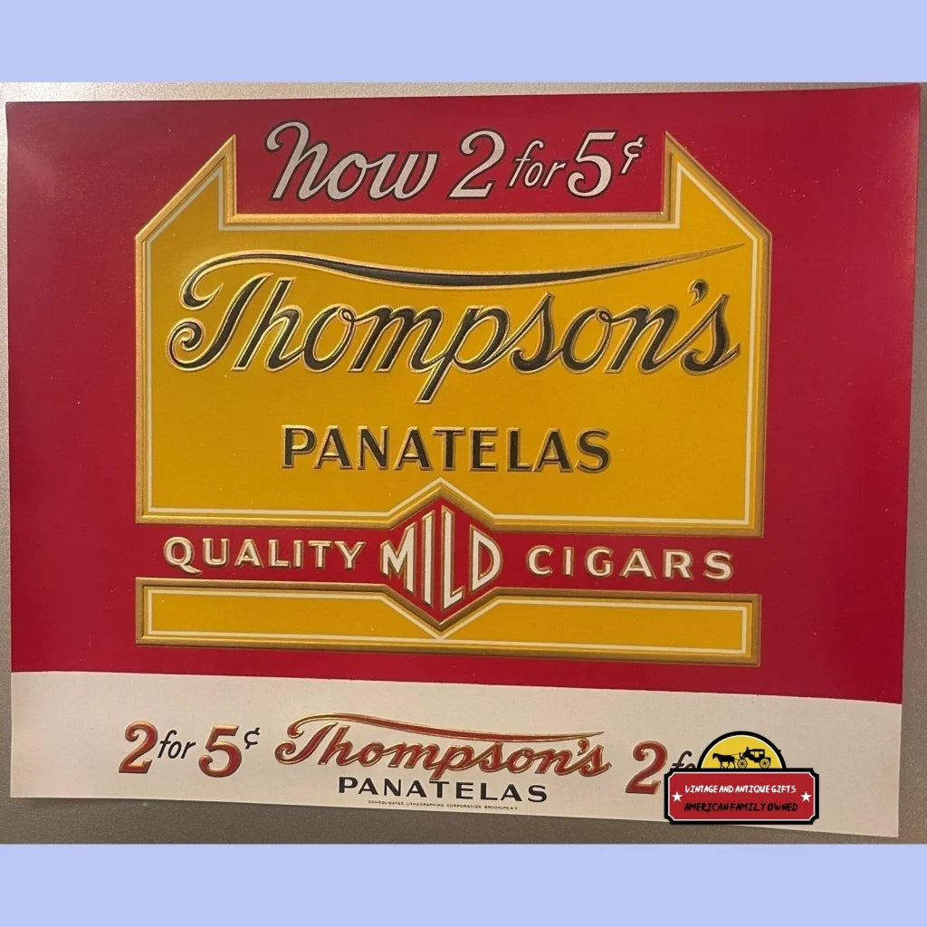 Antique Vintage Thompsons Embossed Cigar Label Tampa Fl 1910s - 1920s - Advertisements - Tobacco And Labels | Tobacciana