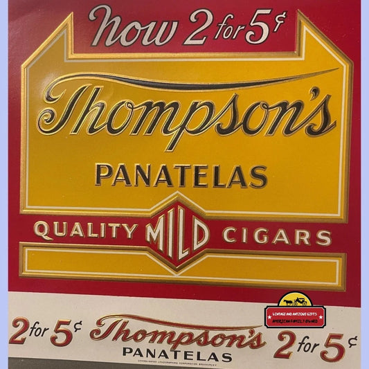 Antique Vintage Thompsons Embossed Cigar Label Tampa Fl 1910s - 1920s Advertisements Rare Thompsons’ - Genuine