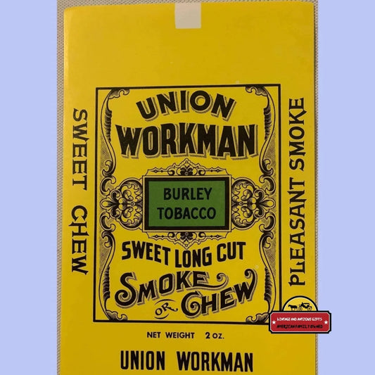 Antique Vintage Union Workman Tobacco Large Label 1910s - 1930s Advertisements and Gifts Home page Label: