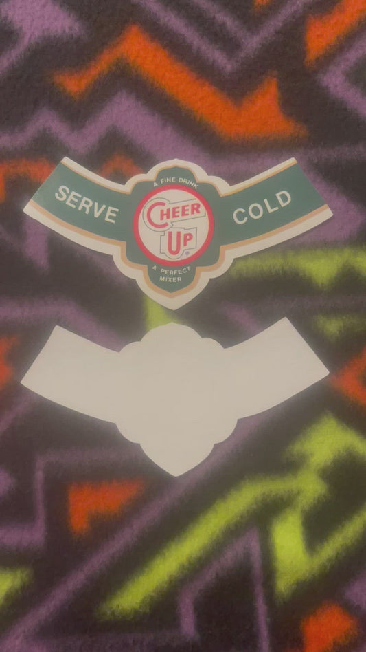 Vintage Cheer Up Soda Bottle Neck Label Atlas Bottling Detroit NOS 1950s Soft Drink Paper Ephemera Mixer American Made 🥤