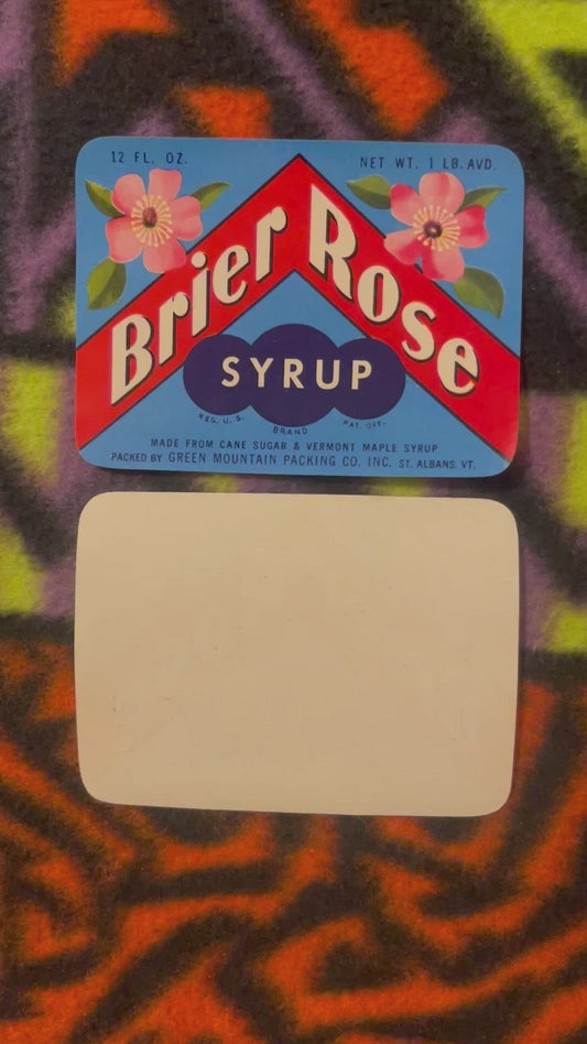 Antique Vintage 1930s - 1940s Brier Rose Maple Syrup Label ✨ St. Albans, VT
