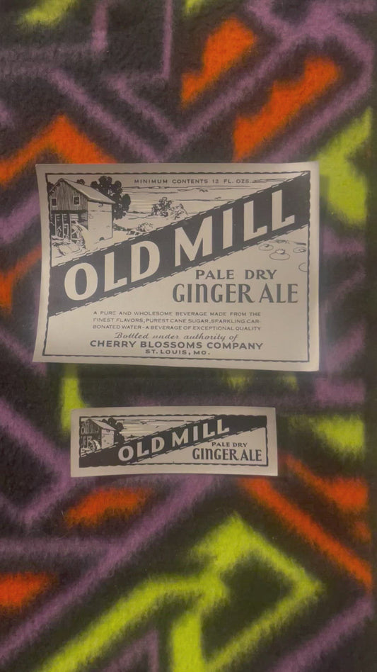 Vintage 1930s Old Mill Pale Dry Ginger Ale Labels 🍺 Cherry Blossoms Co St. Louis MO Set
