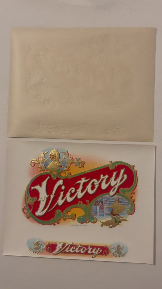 Antique Victory Cigar Label 🏛️ Embossed Roman Gladiator NOS 1900s–1920s W.C. Frutiger & Co. 🥇