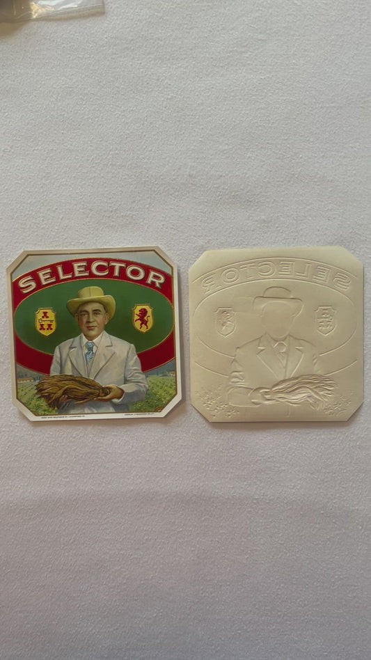 Antique Selector Cigar Box Label J.M. Martinez Co. American Lithographic New York 1900s Embossed Tobacco Ephemera American Made 🚬