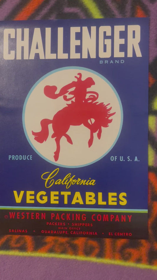 Vintage 1940s Challenger Crate Label 🤠 California Vegetables, Western Packing Co, Guadalupe CA