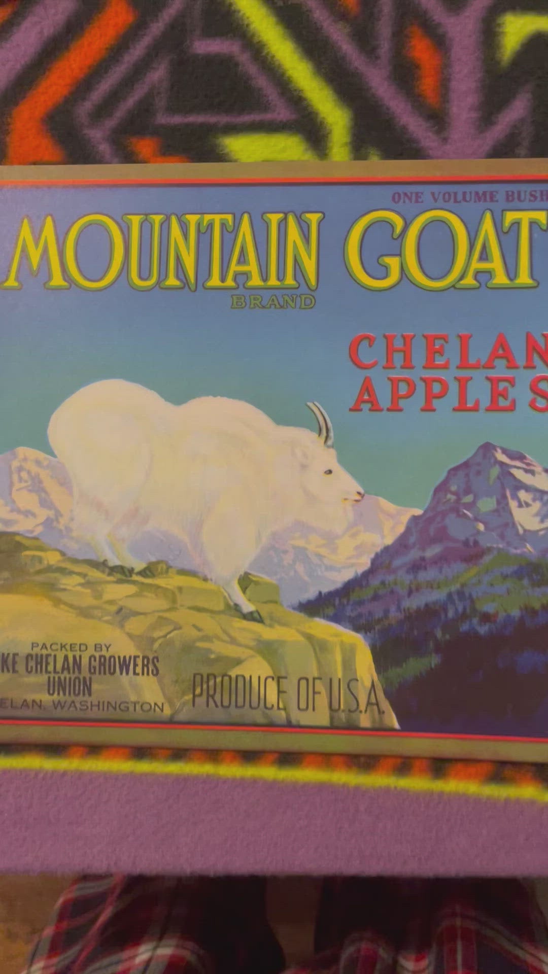 Vintage Mountain Goat Crate Label, Chelan, WA, 1930s Vintage Advertisements Antique Vintage Food and Misc. Labels Vintage and Antique Gifts