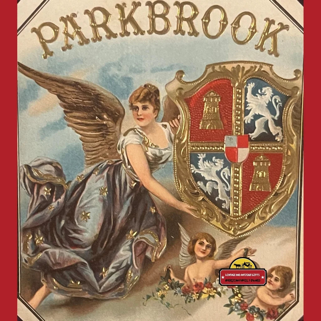 Rare 1900s Antique Parkbrook Embossed Cigar Label Angel Cherubs - Vintage Advertisements - Tobacco And Labels |