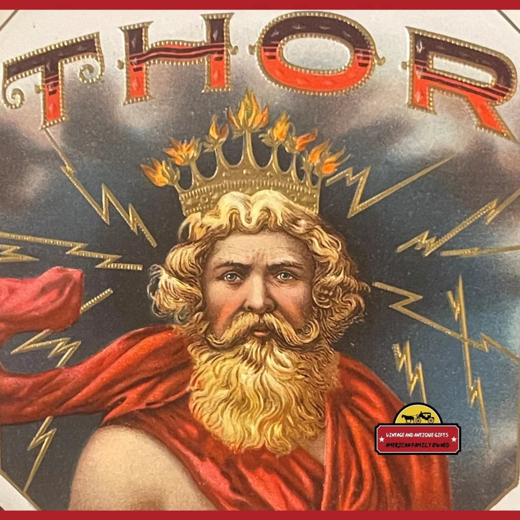 Rare 1900s Antique Thor God Of Thunder Gold Embossed Cigar Label Vintage Advertisements and Gifts Home page of –