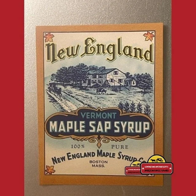 Rare Antique Large New England Vermont Maple Syrup Label Boston Ma 1910s Vintage Advertisements and Gifts Home page