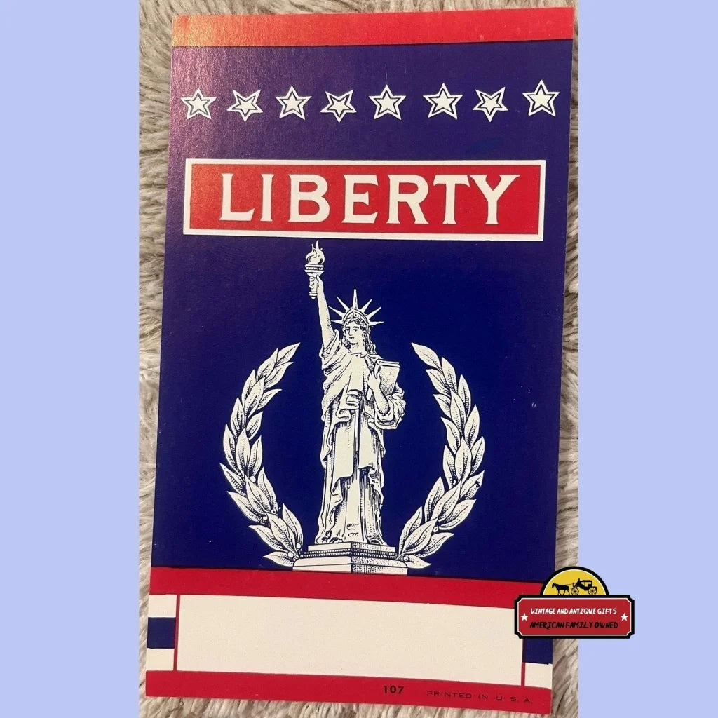 Rare Antique Vintage Statue Of Liberty Broom Label 1910s - 1940s - Advertisements - Labels. And Gifts