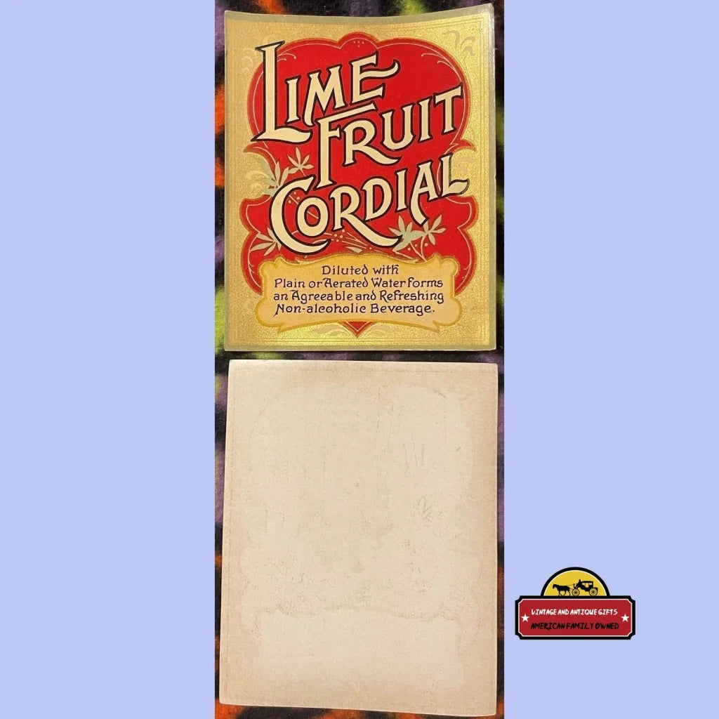 Very Rare 1800’s Antique Lime Fruit Cordial Beverage Label Amazing Collectible! Vintage Advertisements and Soda