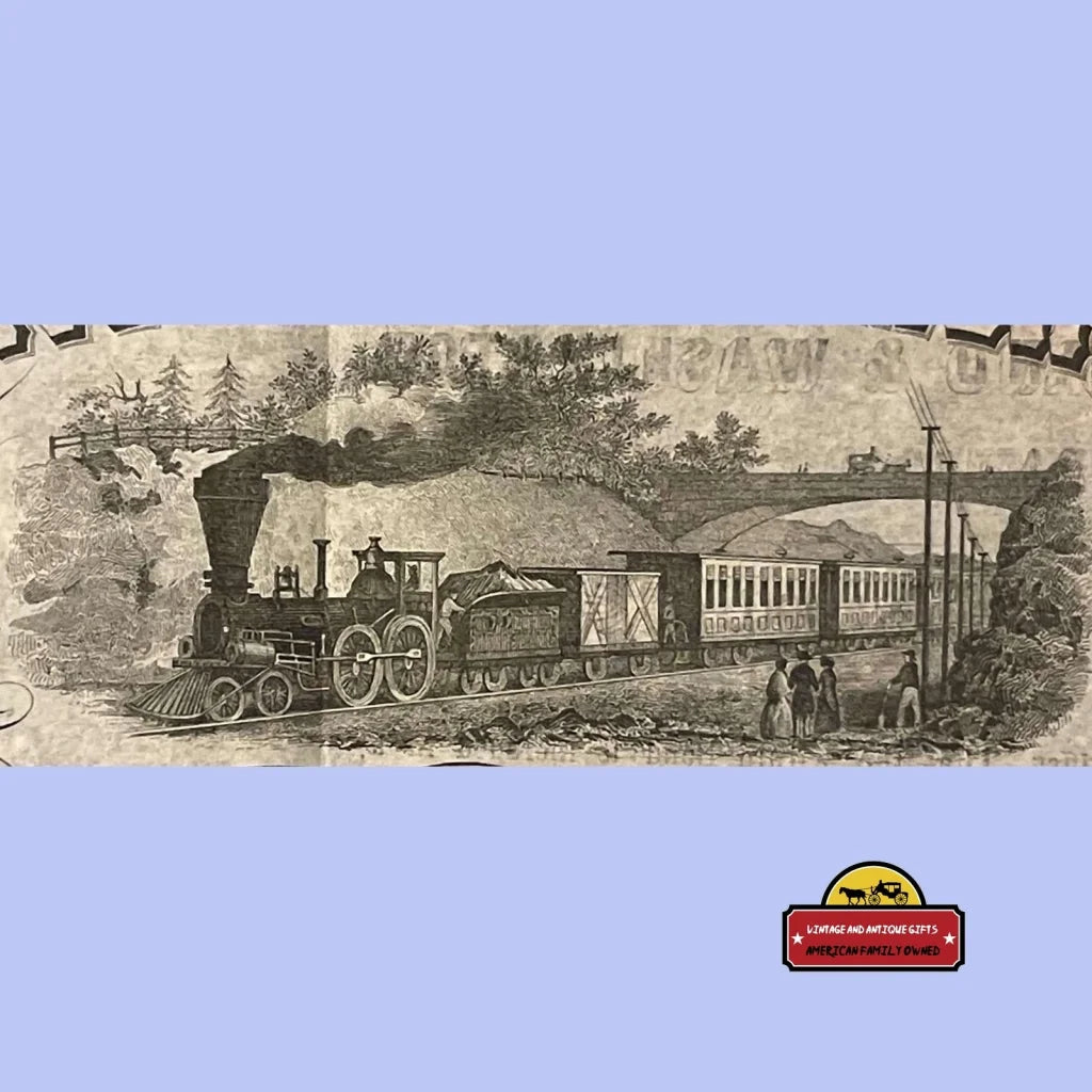 Very Rare Antique Rutland Washington Railroad Stock Certificate 1850s Corning Ny Famous Signature Vintage