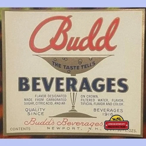 Very Rare Combo Antique Vintage Budd Beverage Soda Labels Newport Lebanon Nh 1920s Advertisements and - NH