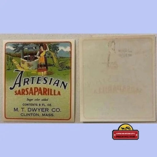Very Rare Vintage Artesian Sarsaparilla Label What Is Sugar Color?? Clinton Ma 1930s - Advertisements - Antique Soda