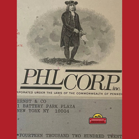 Vintage 1980s And 1990s Phlcorp Inc. Stock Certificate Pa Benjamin Franklin Advertisements and Antique Gifts Home page