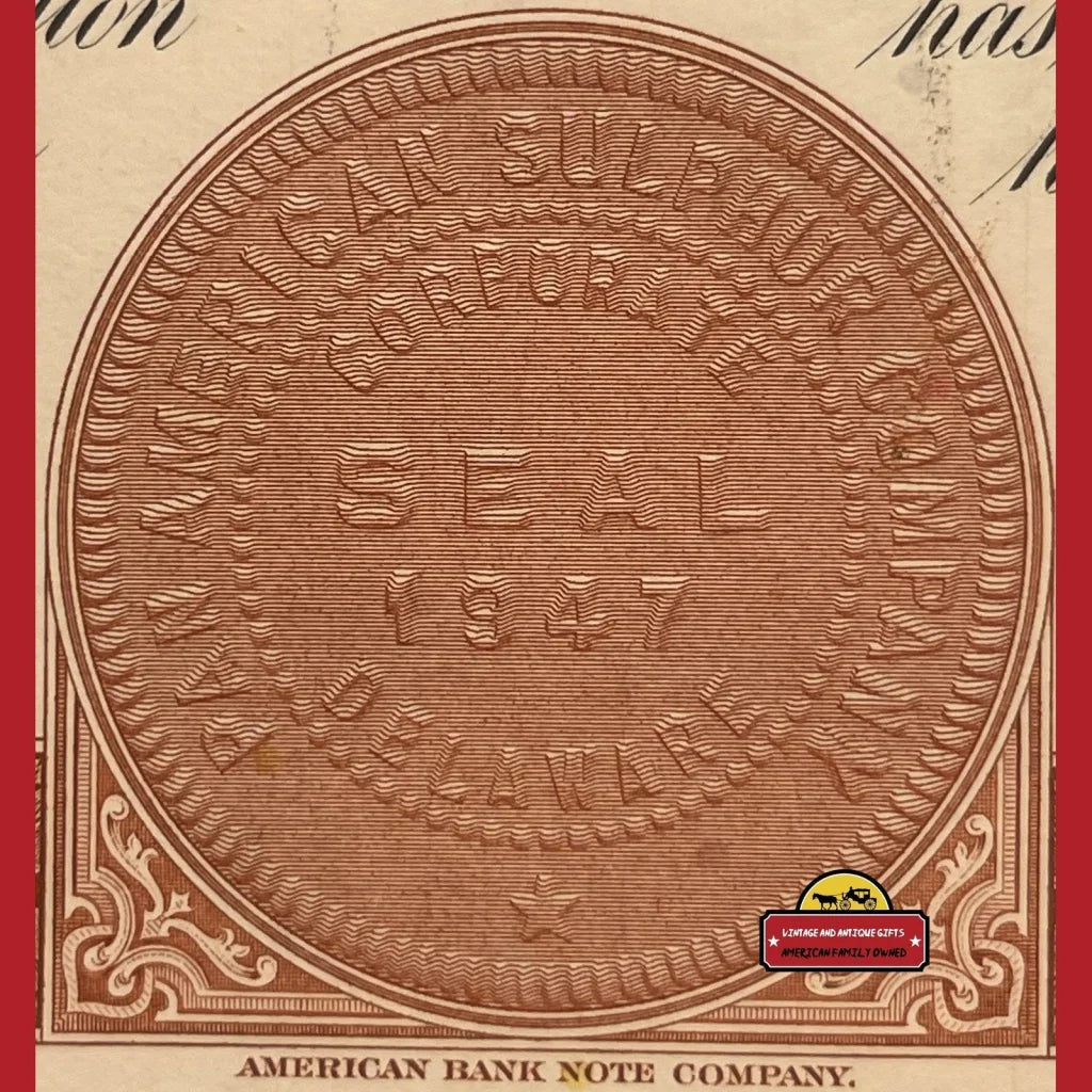 Vintage Pan American Sulphur Co. Stock Certificate Delaware 1960s Brown Advertisements Antique and Bond Certificates