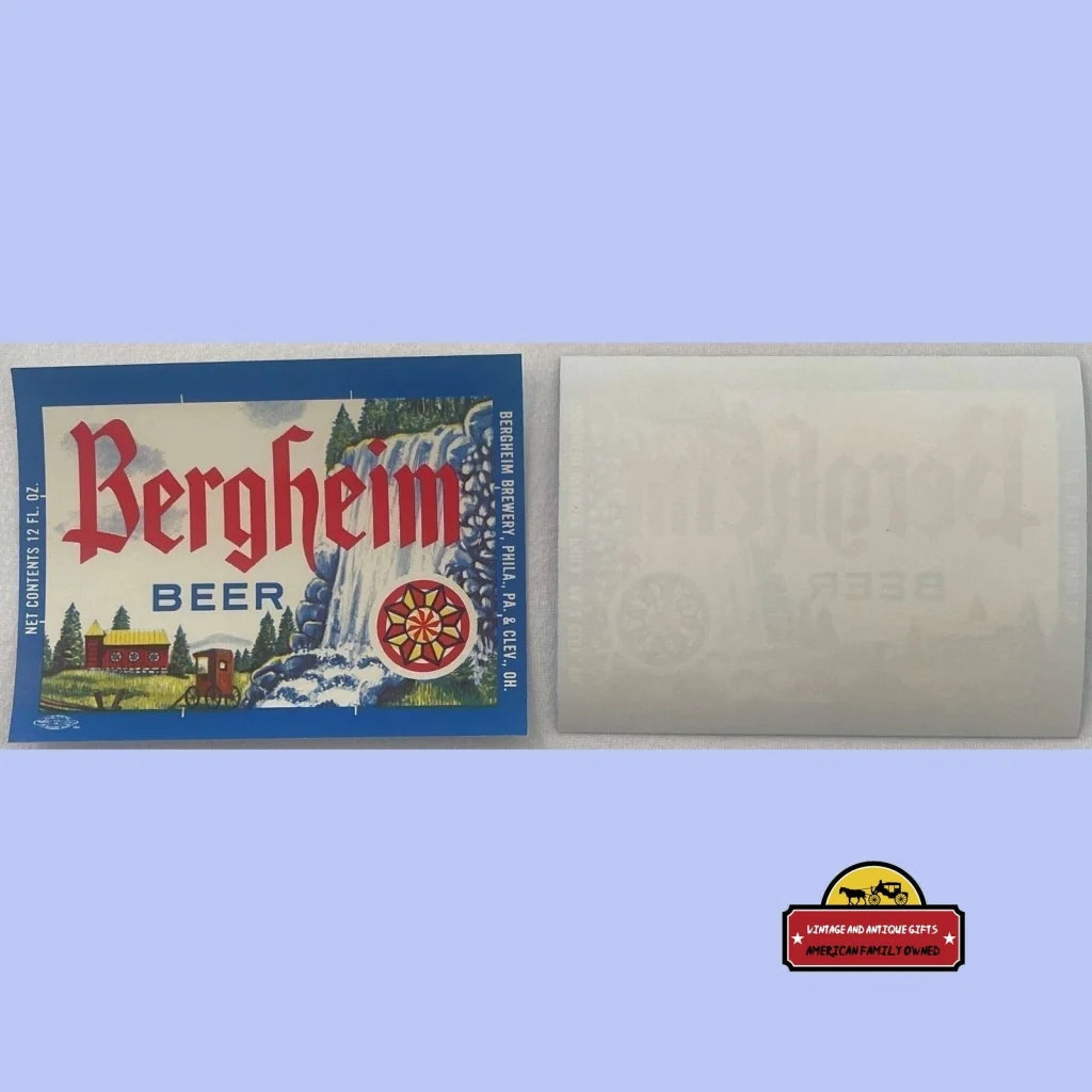 Vintage Bergheim Beer Label 1960s - 1976 Philadelphia PA and Cleveland OH Advertisements Antique Gifts Home page Rare