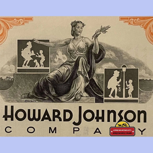 Vintage Howard Johnson Hojo Stock Certificate 1960s Extinct American Icon Rip 2021 Advertisements and Antique Gifts